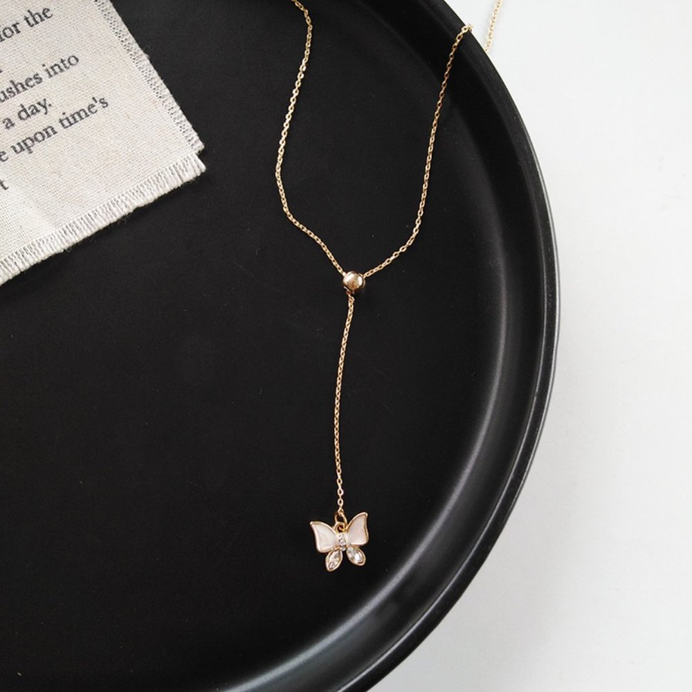 Golden Butterfly Pendant Necklace Choker - Picture 5 of 7